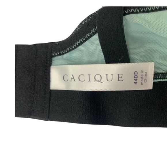 Cacique Unlined Bralette Size 44DD Lace and Mesh Bralette Mint Blue/Green Bra - Picture 5 of 5